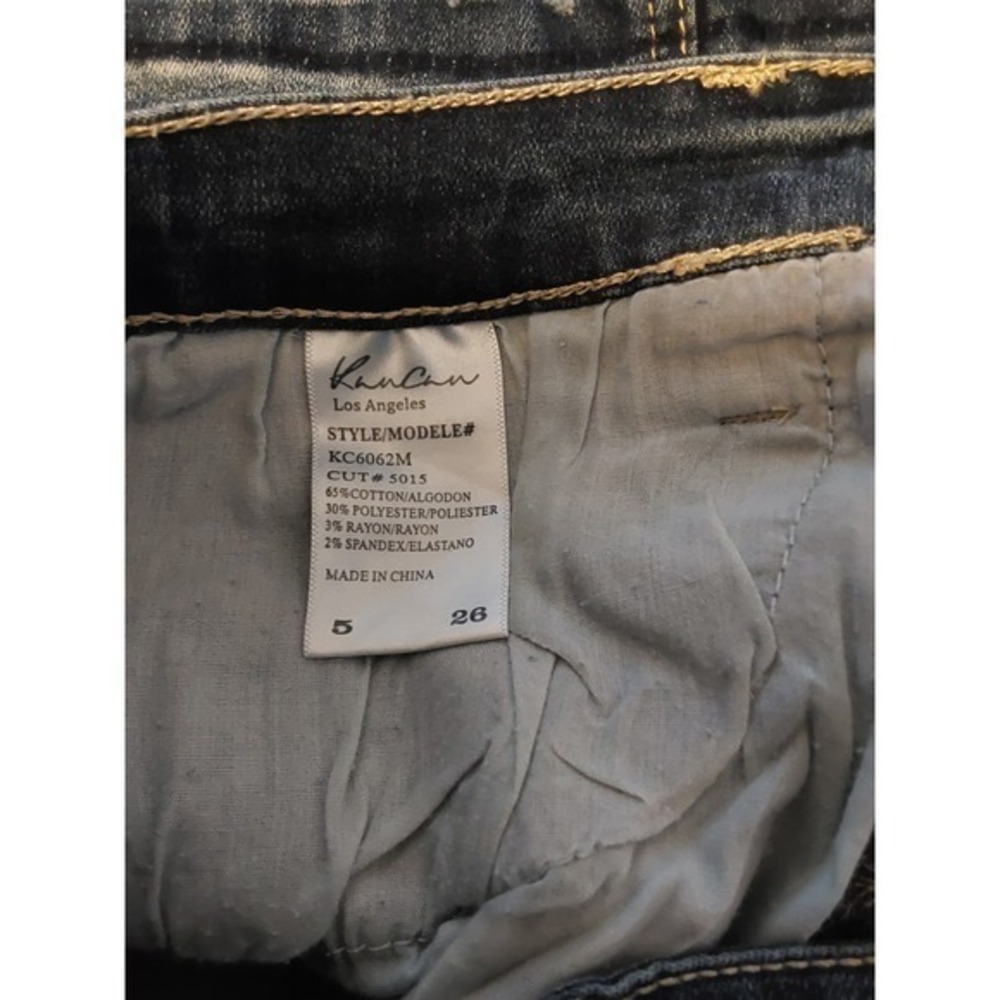Women's Kancan Distressed Raw Hem Denim Skirt Size 26 - Picture 5 of 7